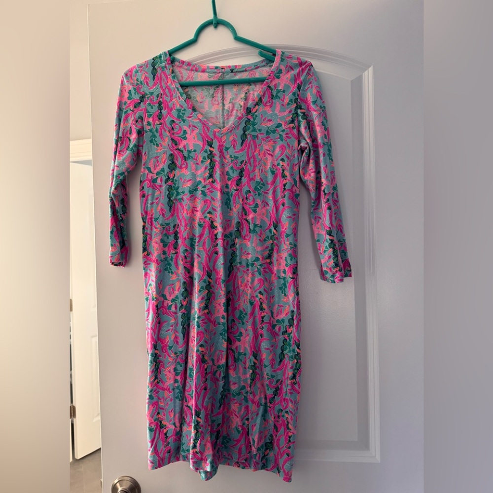 Lilly Pulitzer Pink and Green Long Sleeve Dress